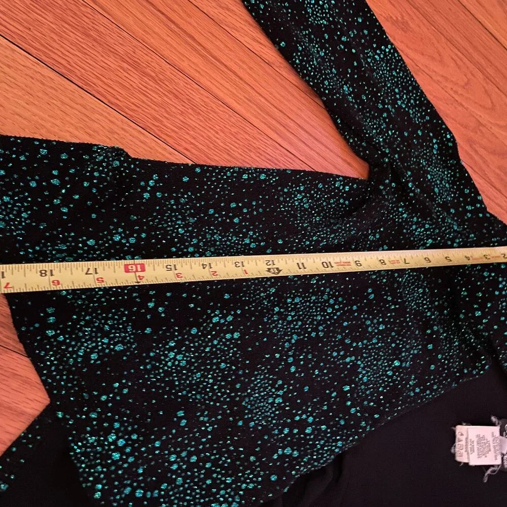 ONYX NITE Black & Emerald Green 2 pc Jacket / Top Women's Set, Made in USA - Picture 13 of 15